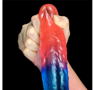 Duże dwukolorowe dildo giętkie z przyssawką 20 cm